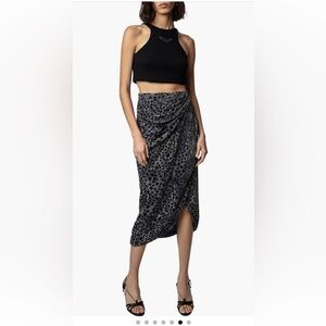 Zadig & Voltaire Jamelia Burnout Stars Faux Wrap Midi Skirt